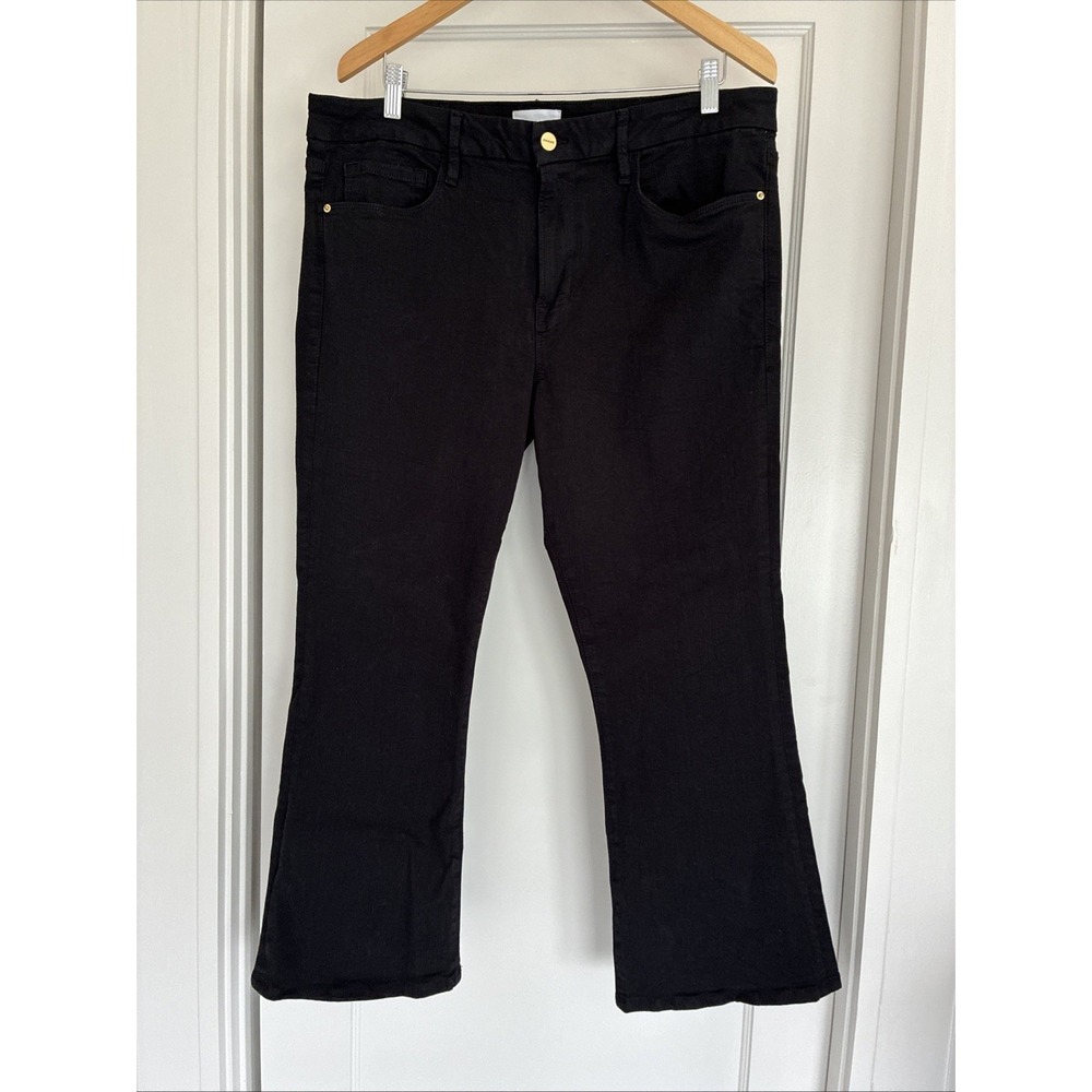 Frame Los Angeles Le Crop Mini Boot Jeans Womens Size 34 Black Denim Mid Rise